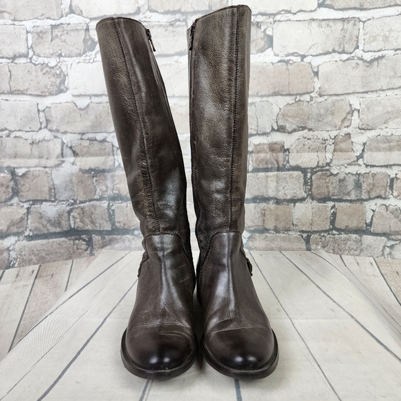 Vintage Tall Fashion Riding Boots Dark Taupe Brown Size 38=7.5 Prep Preppy - Picture 10 of 16